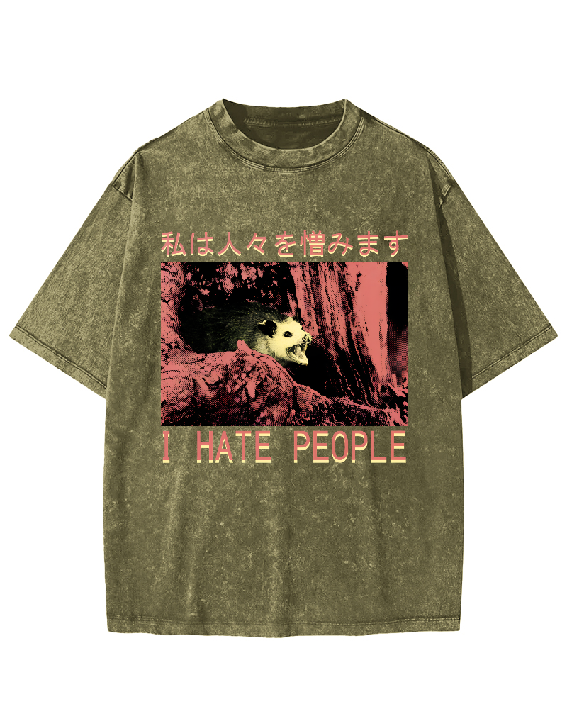 I Hate People Vintage Distressed T-shirt-Zazasy