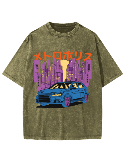 Tokyo Metropolitan Japanese Steam Wave Aesthetic Anime Vintage Washed T-shirt