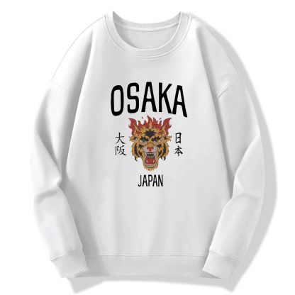Osaka, Japan Retro Tiger Cotton Pullover Sweatshirt
