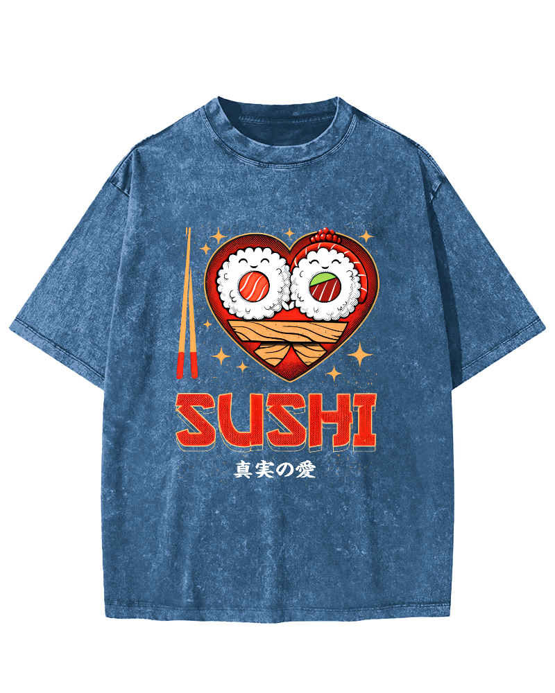 My favorite Sushi Vintage Washed T-shirt-Zazasy