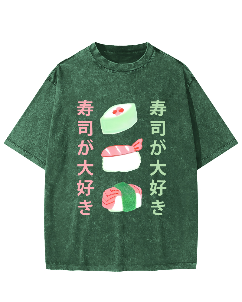 Delicious Sushi in Japan Vintage Washed T-shirt-Zazasy