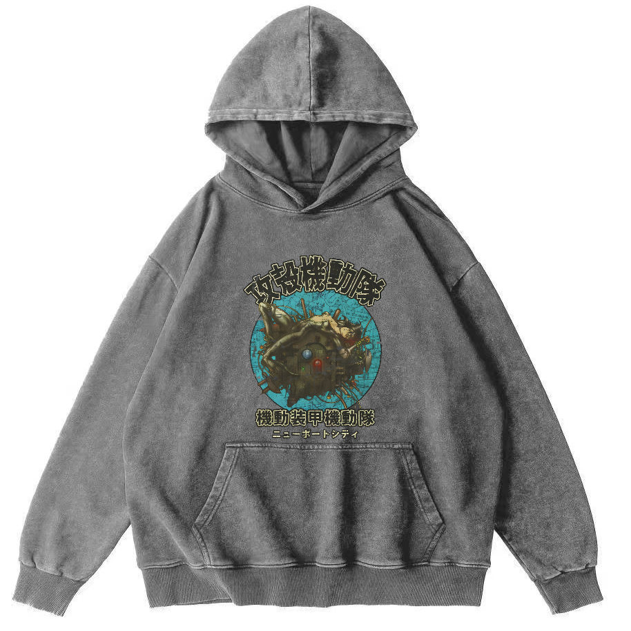 Mobile Armored Mechanical Team Vintage Washed Hoodie-Zazasy