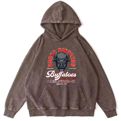 Osaka Kintetsu Buffaloed Vintage Washed Hoodie-Zazasy