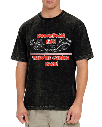Boomerang Fish Theyre Coming Back Vintage Washed T-shirt-Zazasy