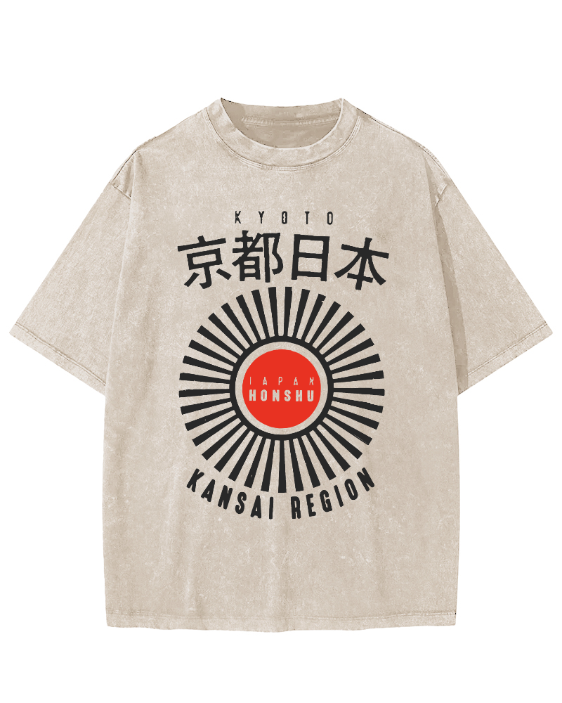 Kyoto, Japan Vintage Washed T-shirt-Zazasy