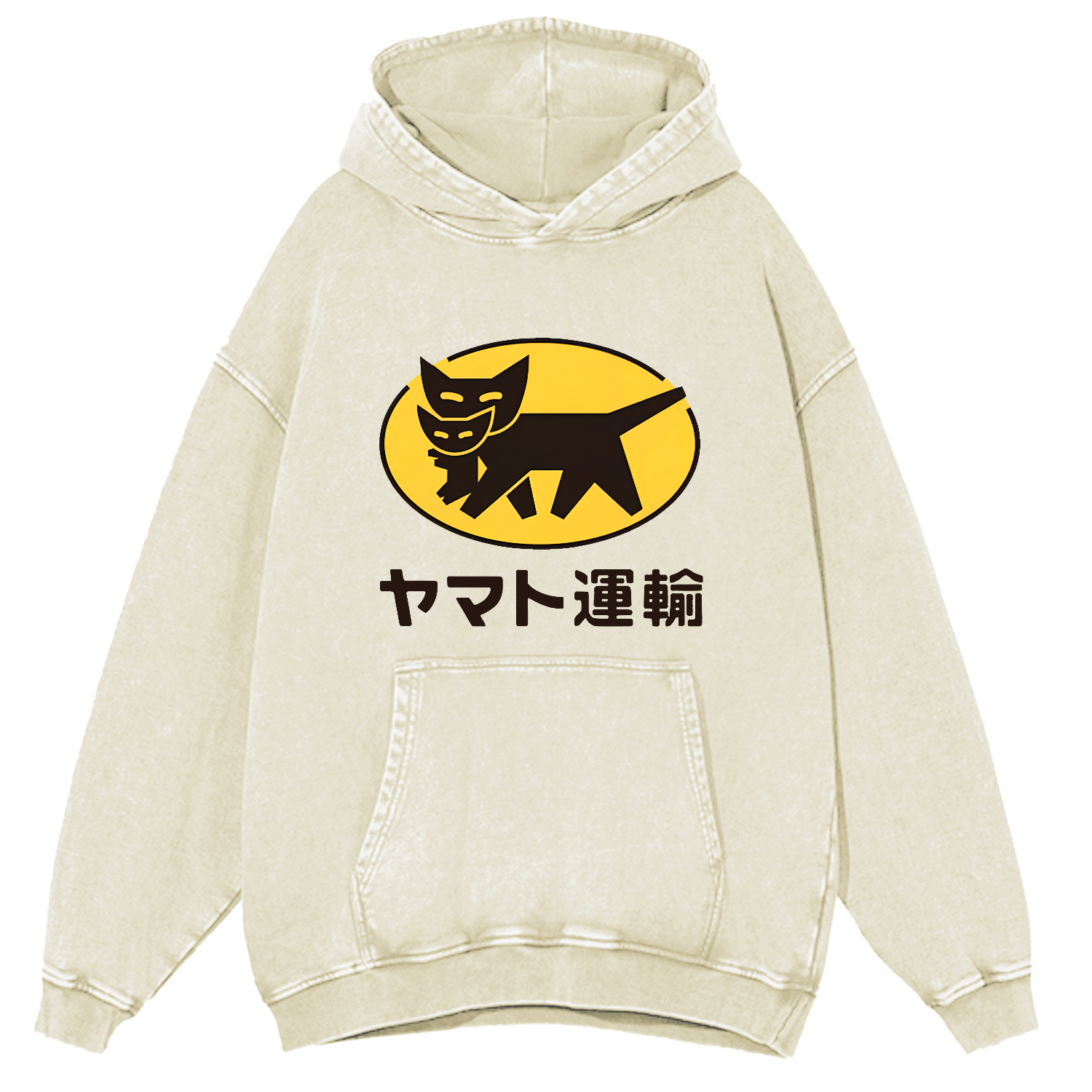 Japanese Cat Pattern Vintage Distressed Hoodie-Zazasy