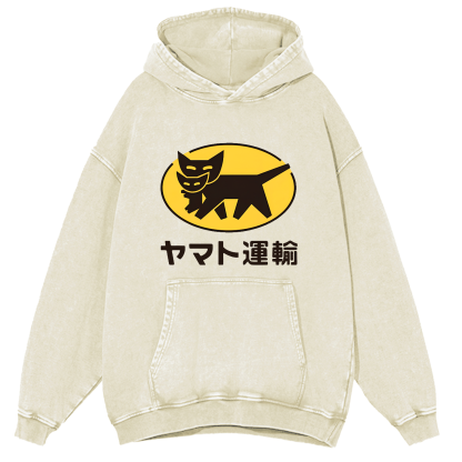Japanese Cat Pattern Vintage Distressed Hoodie-Zazasy