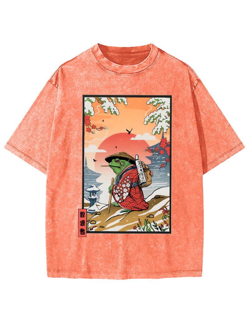 Wanderer Japanese Vintage Washed T-shirt-Zazasy