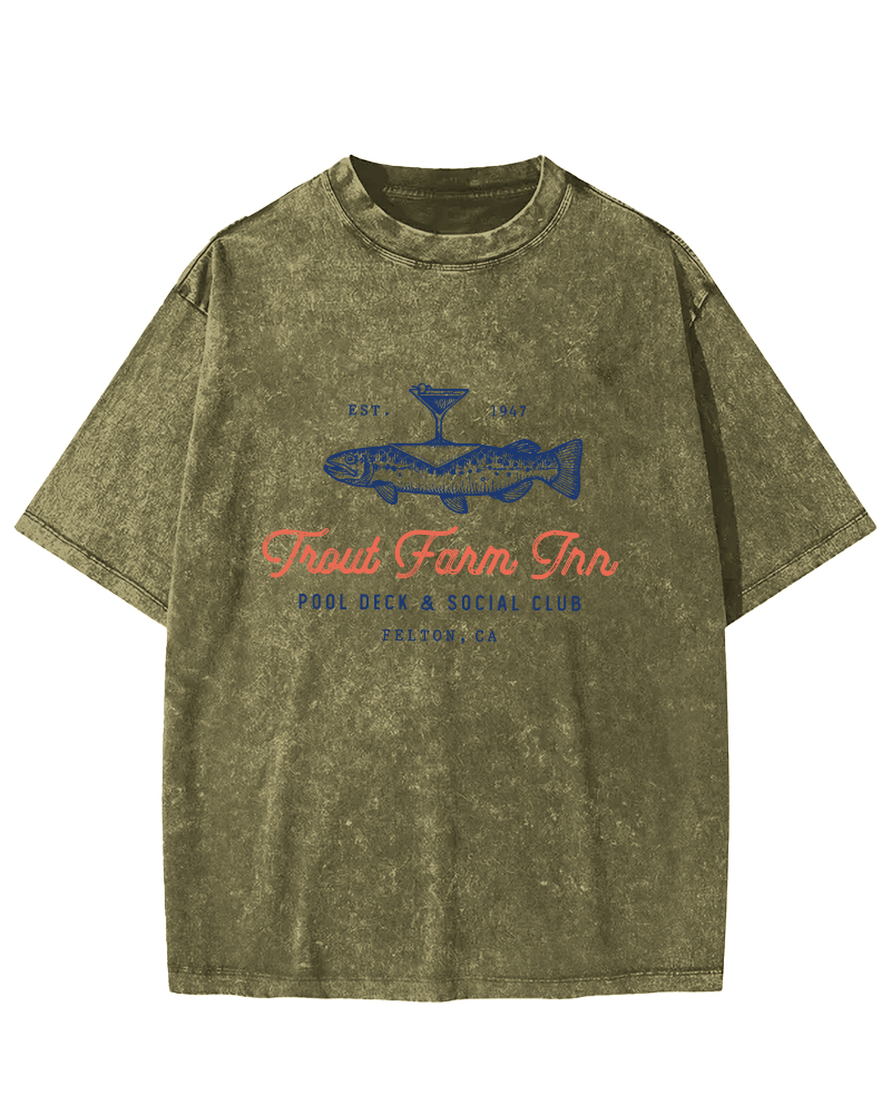 Japanese Seafood Vintage Washed T-shirt-Zazasy