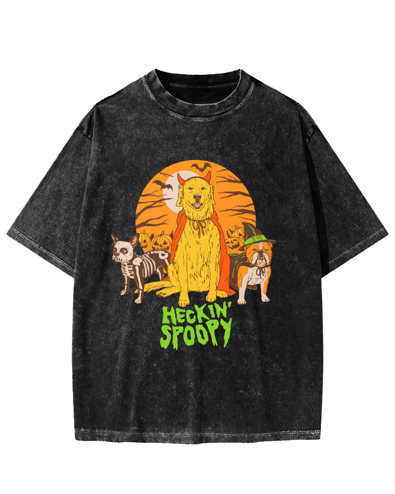 Cute Dog Halloween Vintage Distressed T-shirt-Zazasy