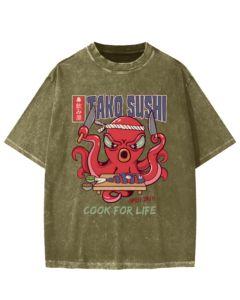 Tako Sushi Octopus Vintage Washed T-shirt