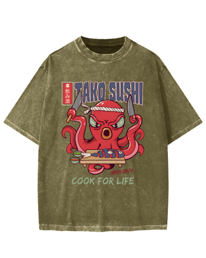 Tako Sushi Octopus Vintage Washed T-shirt