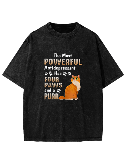 Cute Kitten Leisure Vintage Distressed T-shirt-Zazasy