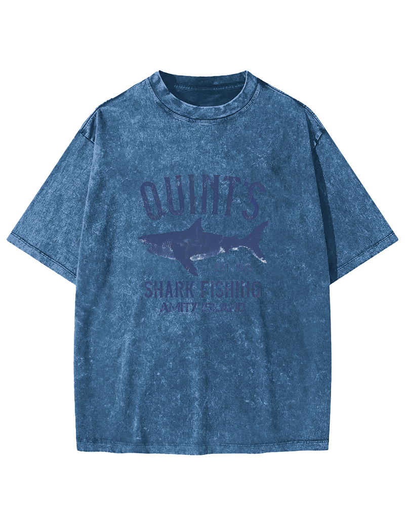 Japanese Sea Fish Pattern Vintage Distressed T-shirt-Zazasy