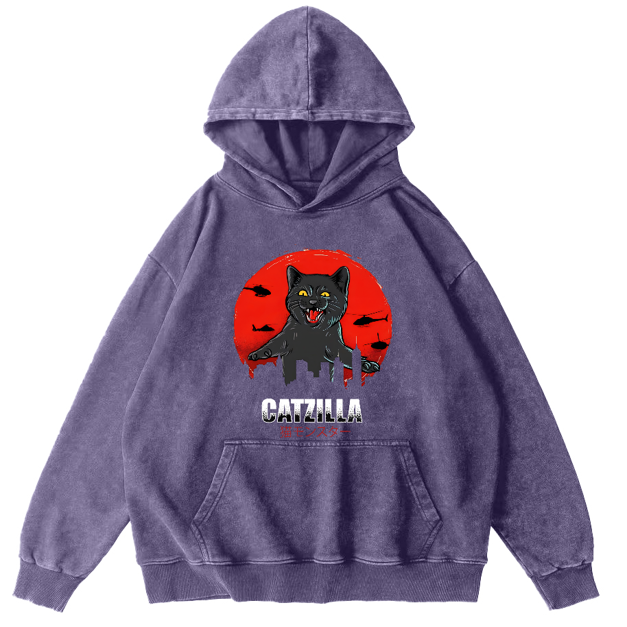 Kos Cat in Battle Japanese Style Vintage Distressed Hoodie-Zazasy