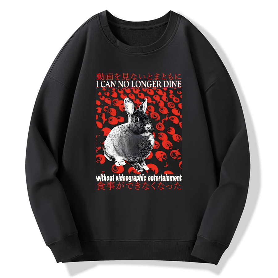I can no longer dine rabbit Cotton Pullover Sweatshirt