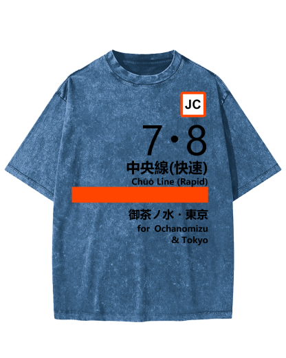 Chuo Line(Rapid) for Tokyo Vintage Washed T-shirt