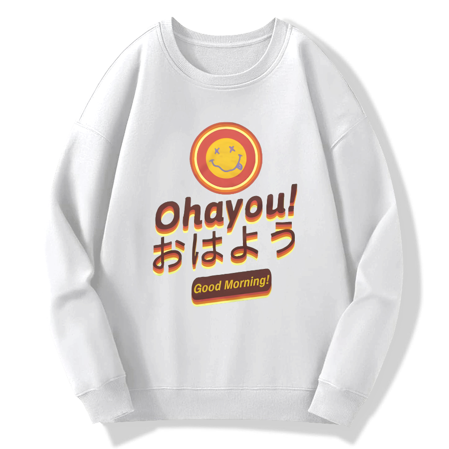 Smiling retro slogan Cotton Pullover Sweatshirt