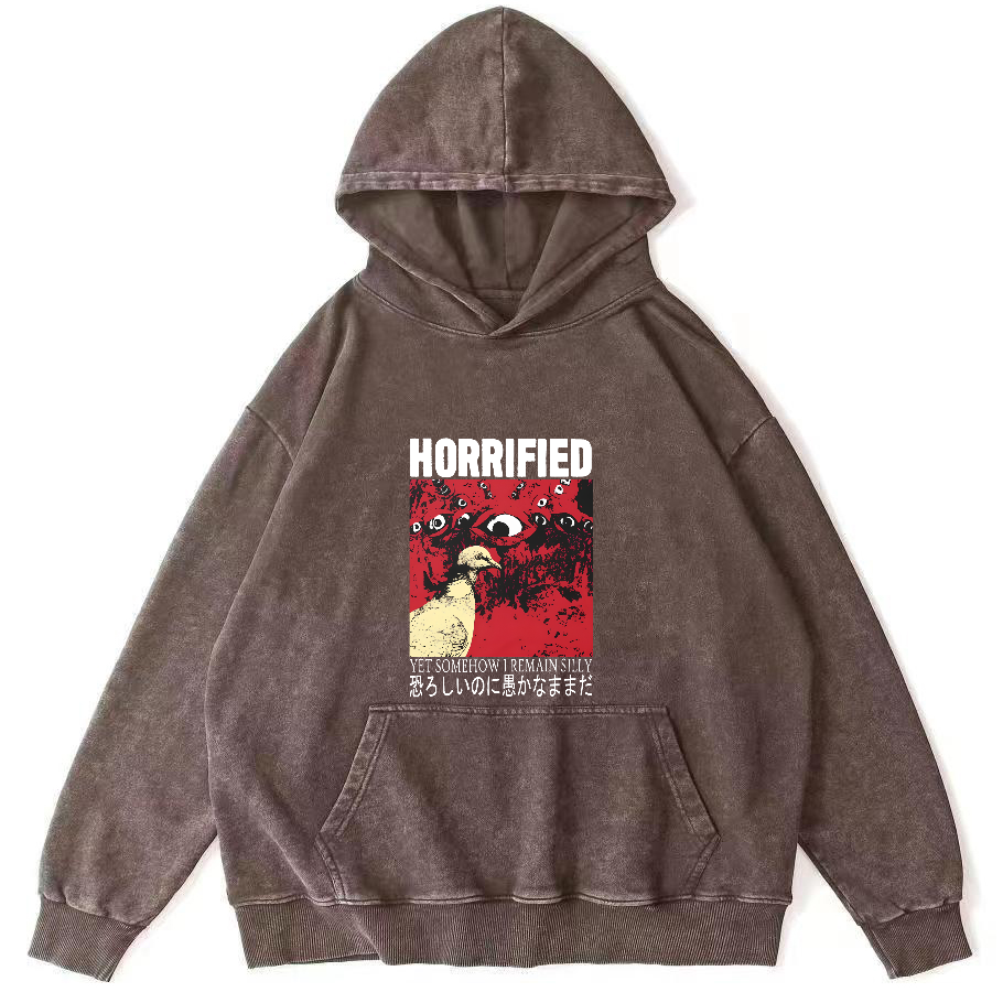 Pigeon Abstract Pattern Japanese Style Vintage Distressed Hoodie-Zazasy