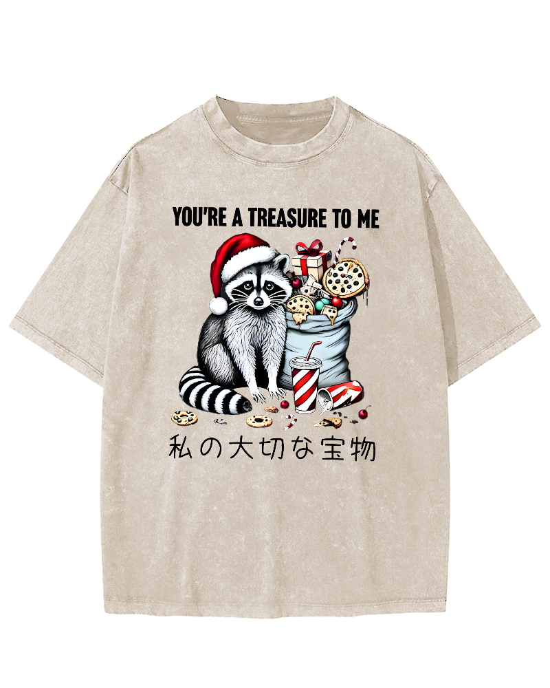 You are my treasure, Christmas wild raccoon Vintage Washed T-shirt