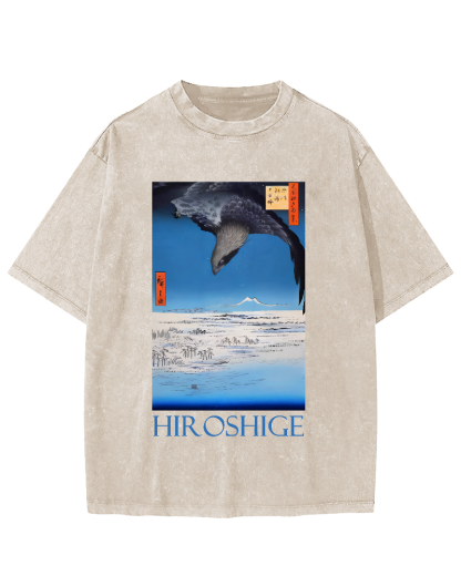 Hiroshige  Vintage Washed T-shirt-Zazasy