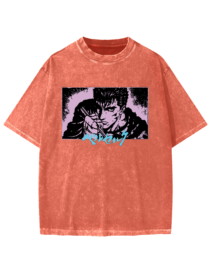 Japanese Anime BERSERK Vintage Washed T-shirt