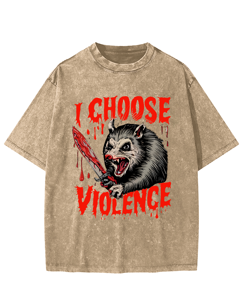 I Choose Violence Vintage Distressed T-shirt-Zazasy