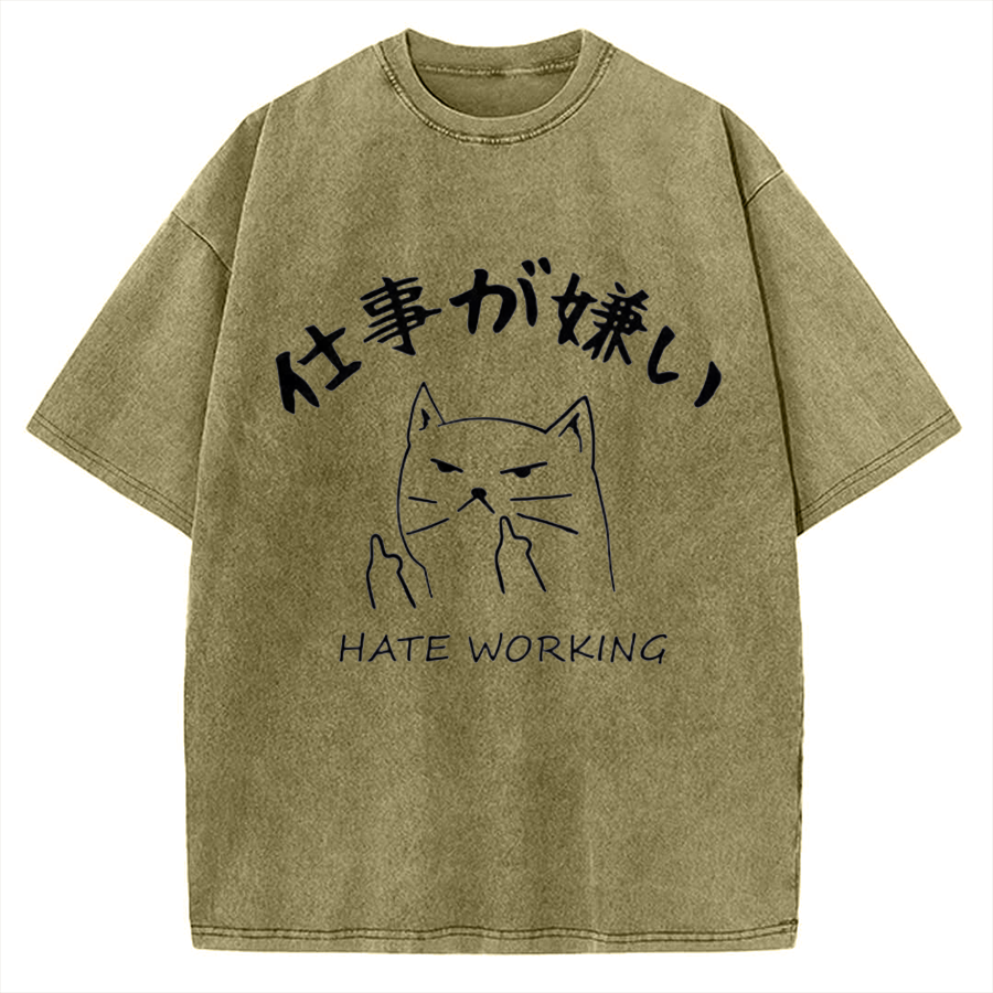 Japanese Hate Working Vintage Washed T-shirt