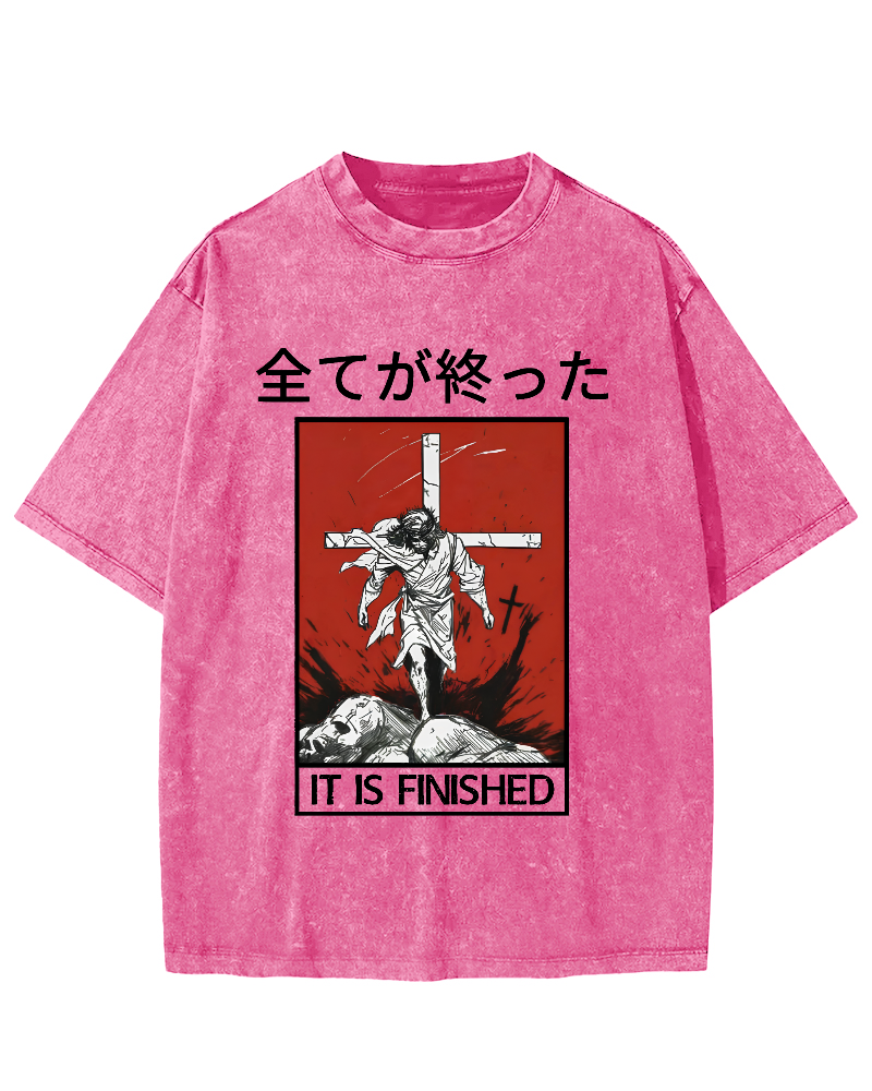 It Is Finished Vintage Washed T-shirt-Zazasy