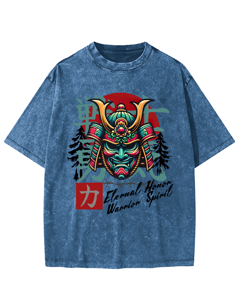 Warrior Courage Abstract Japanese Style Vintage Distressed T-shirt-Zazasy
