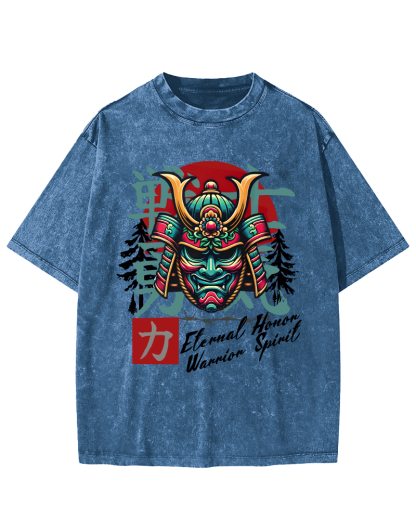 Warrior Courage Abstract Japanese Style Vintage Distressed T-shirt-Zazasy