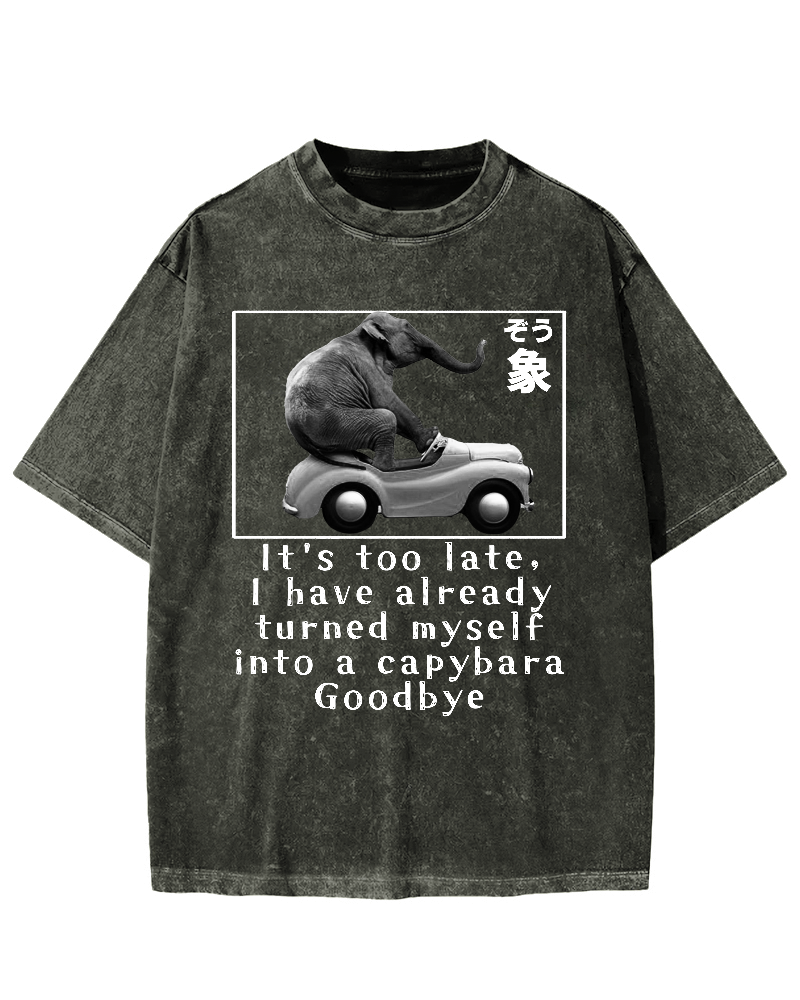 Funny elephant driving a car Vintage Washed T-shirt