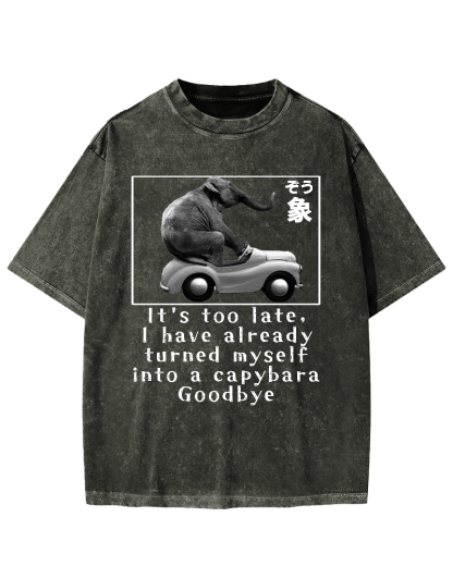 Funny elephant driving a car Vintage Washed T-shirt