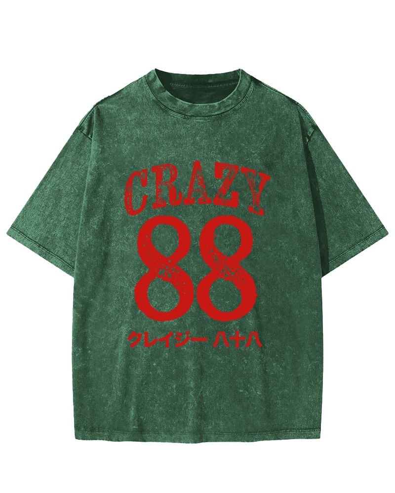 Crazy 88 Japanese Style Vintage Washed T-shirt-Zazasy