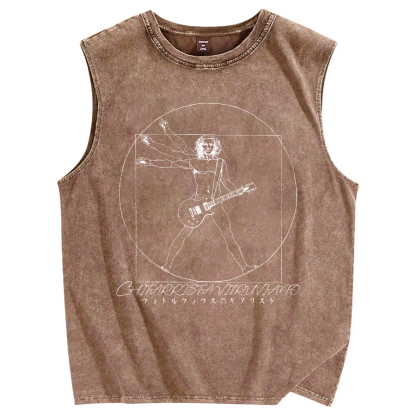 Vitruvian Guitarist Vintage Distressed Washed Tank Top