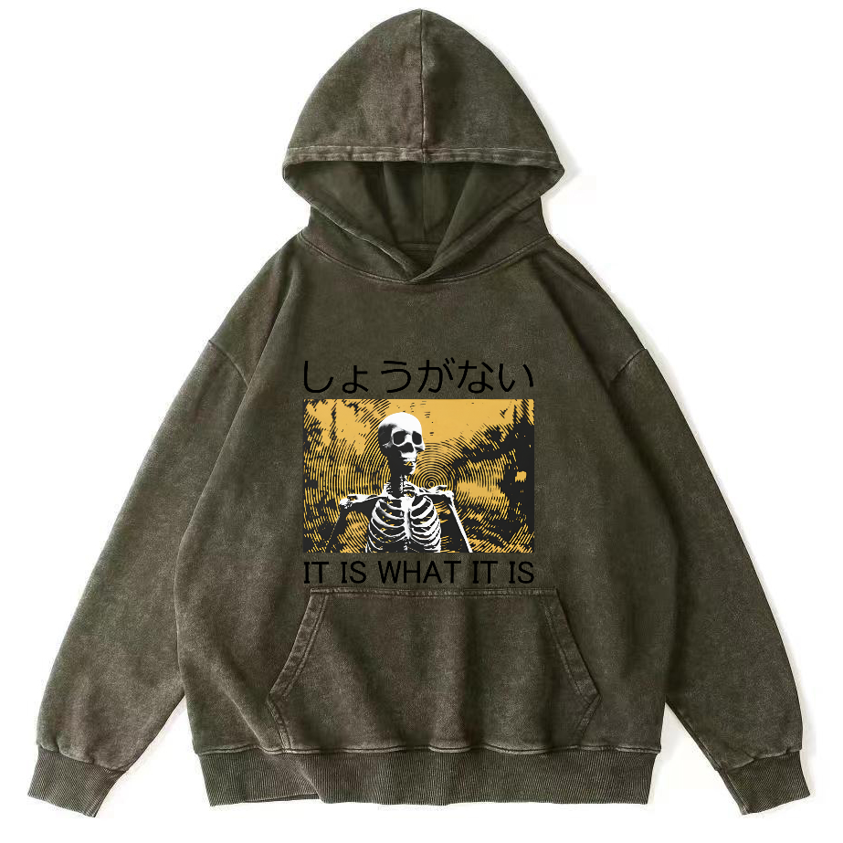 Retro Skeleton Japanese Style Vintage Distressed Hoodie-Zazasy