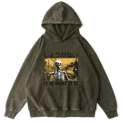Retro Skeleton Japanese Style Vintage Distressed Hoodie-Zazasy