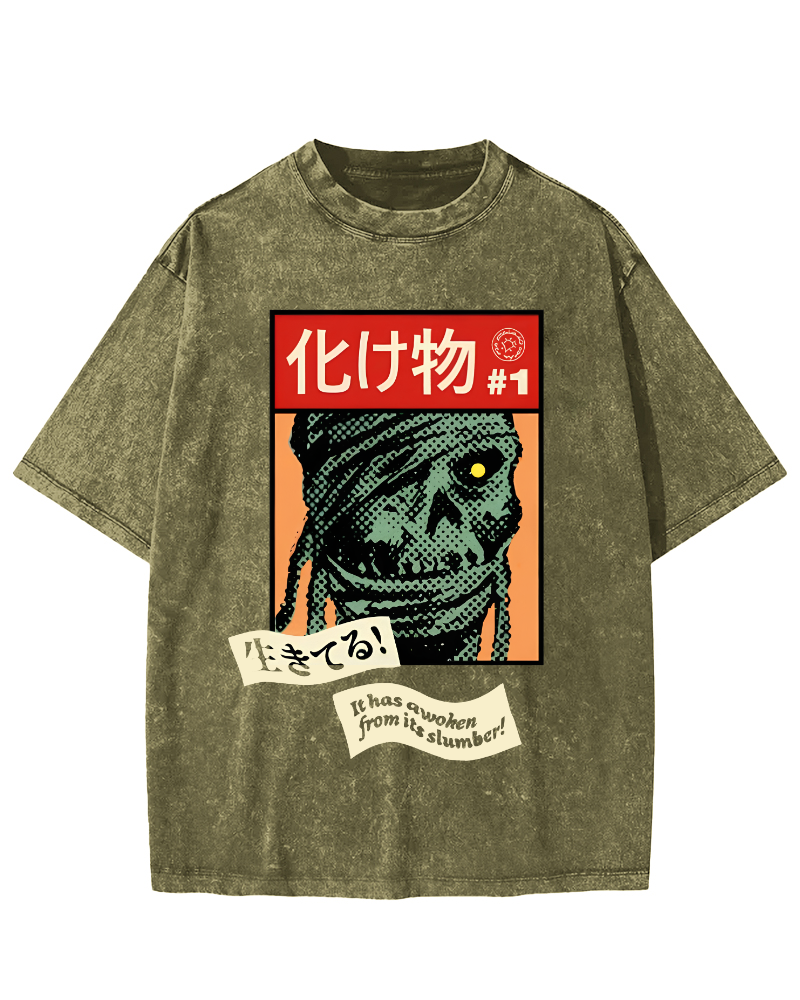 Monster Japanese Vintage Washed T-shirt-Zazasy