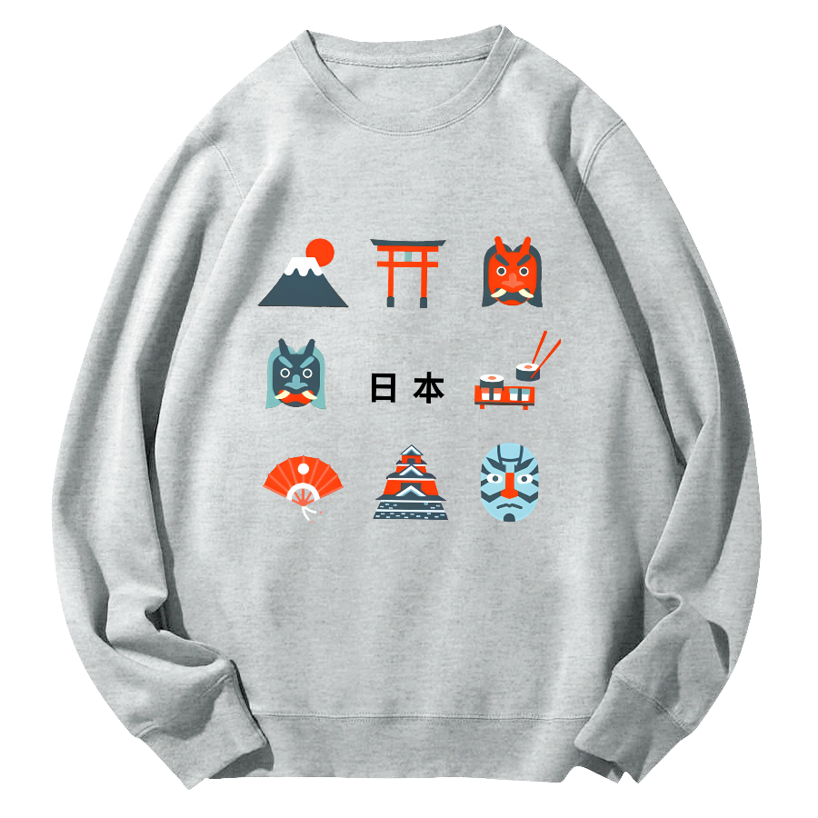 Japanese Culture Round Neck Sweatshirt-Zazasy
