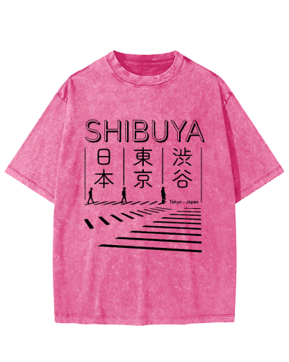 Shibuya Vintage Washed T-shirt-Zazasy