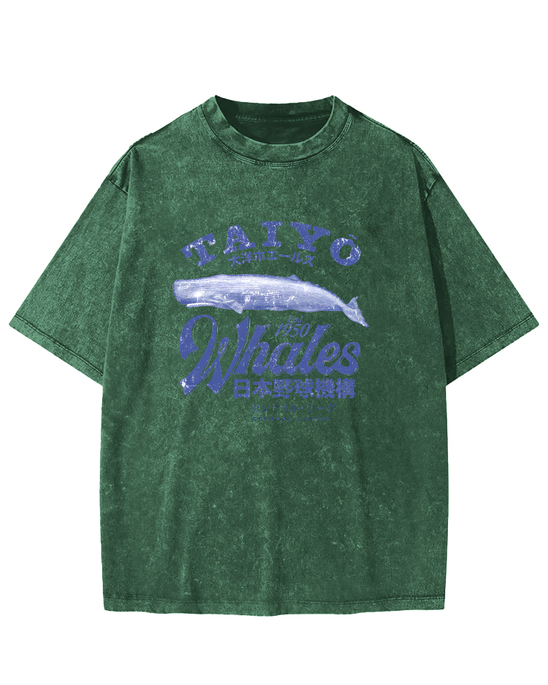 Japanese Ocean Fish Pattern Vintage Distressed T-shirt-Zazasy
