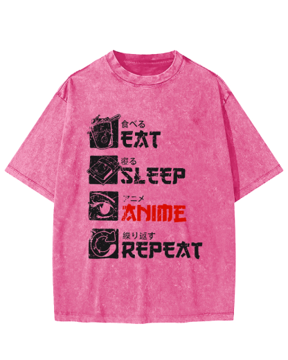 Daily Japanese Script Vintage Washed T-shirt-Zazasy