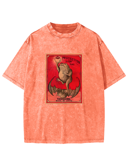 Japanese Matches Frog & Bat Washed T-Shirt-Zazasy