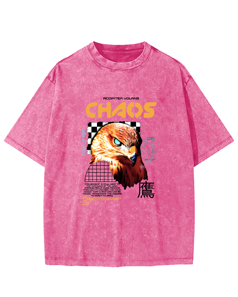 Japanese Eagle Pattern Vintage Distressed T-shirt-Zazasy