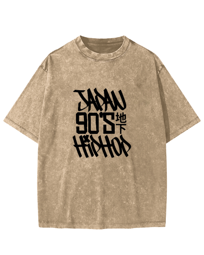 Japanese Slogan Pattern Vintage Distressed T-shirt-Zazasy