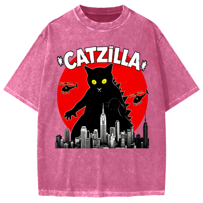 Black CatZilla Vintage Washed T-shirt