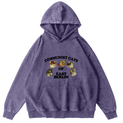 Cute Kitten Pattern Vintage Distressed Hoodie-Zazasy