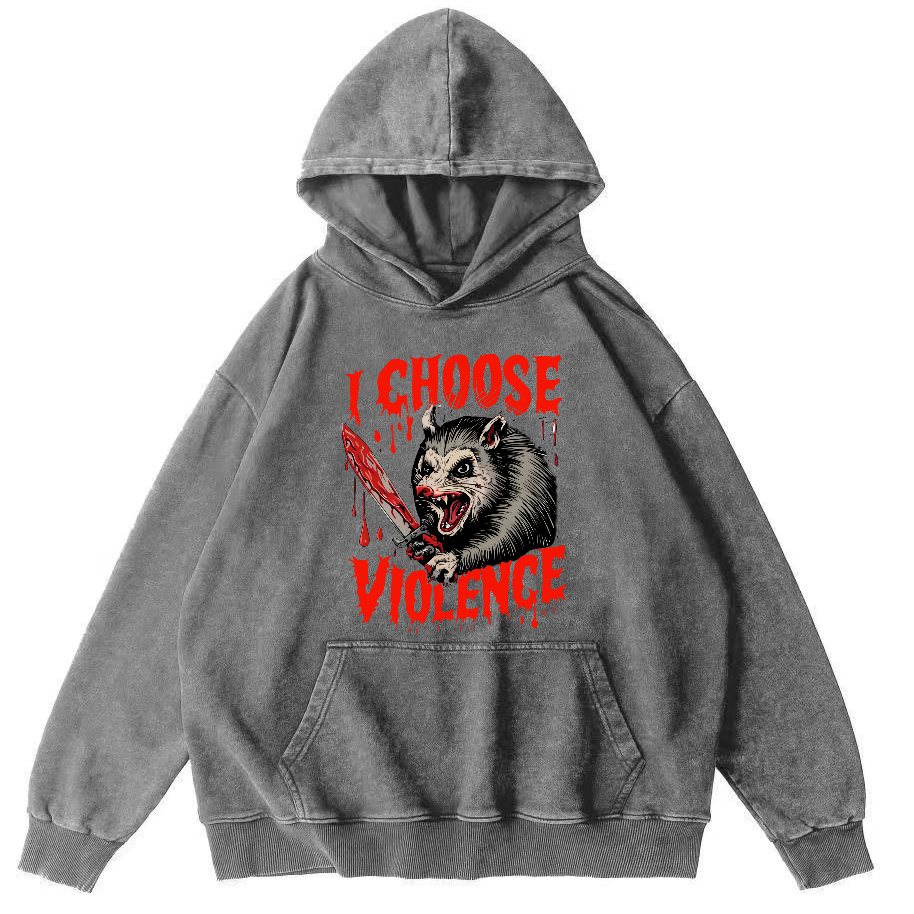 I Choose Violence Vintage Distressed Hoodie-Zazasy