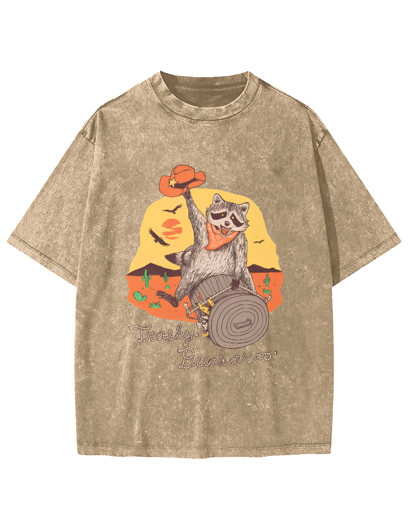 Raccoons Celebrating Halloween Vintage Distressed T-shirt-Zazasy