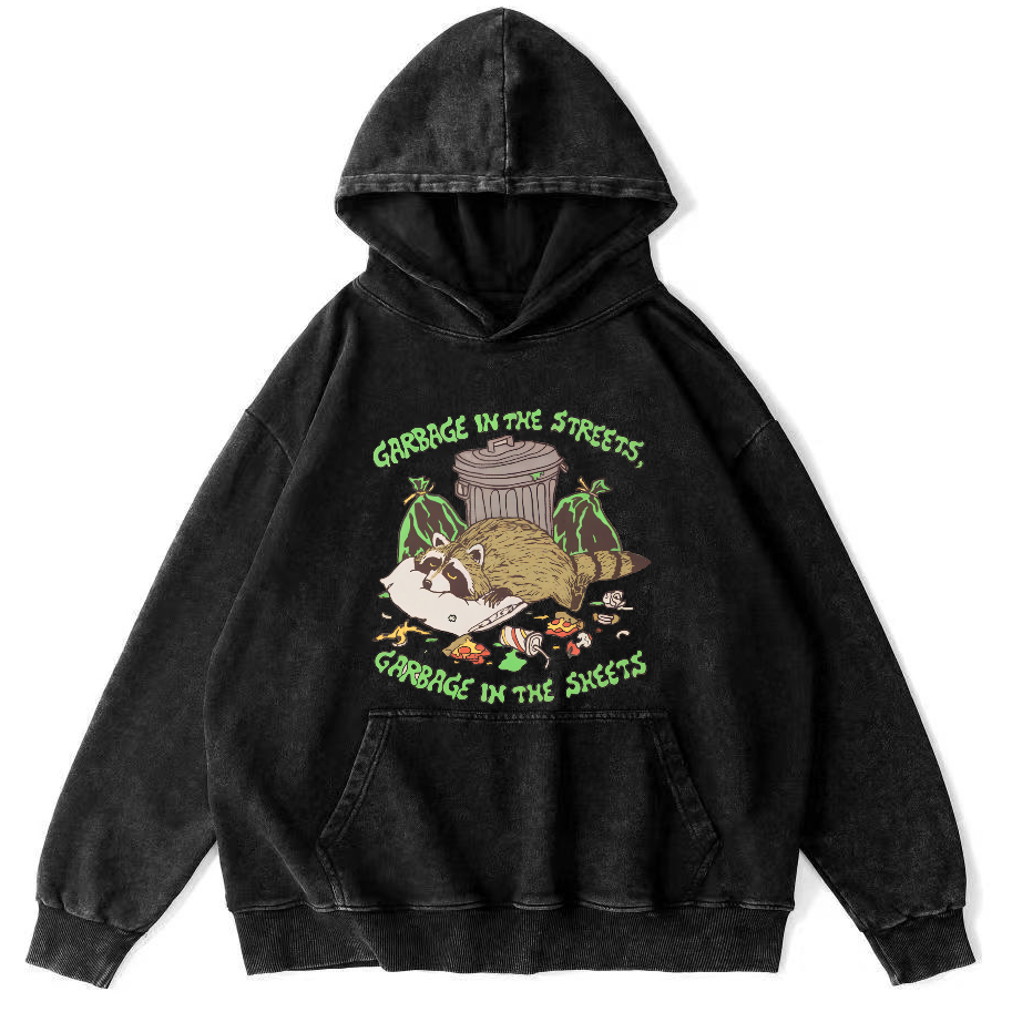 Eating And Sleeping Rccoons Vintage Distressed Hoodie-Zazasy
